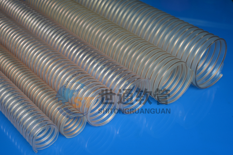 PU 鋼絲軟管，PU鋼絲管，PU聚氨酯鋼絲波紋管，耐磨工業(yè)吸塵通風(fēng)軟管 